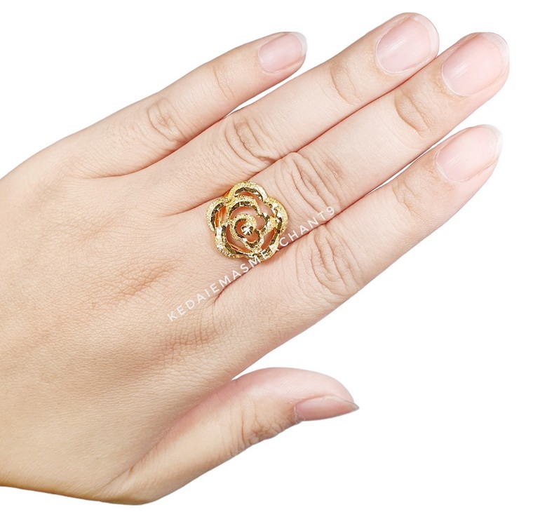 Cincin Emas Bunga Rose Pasir L