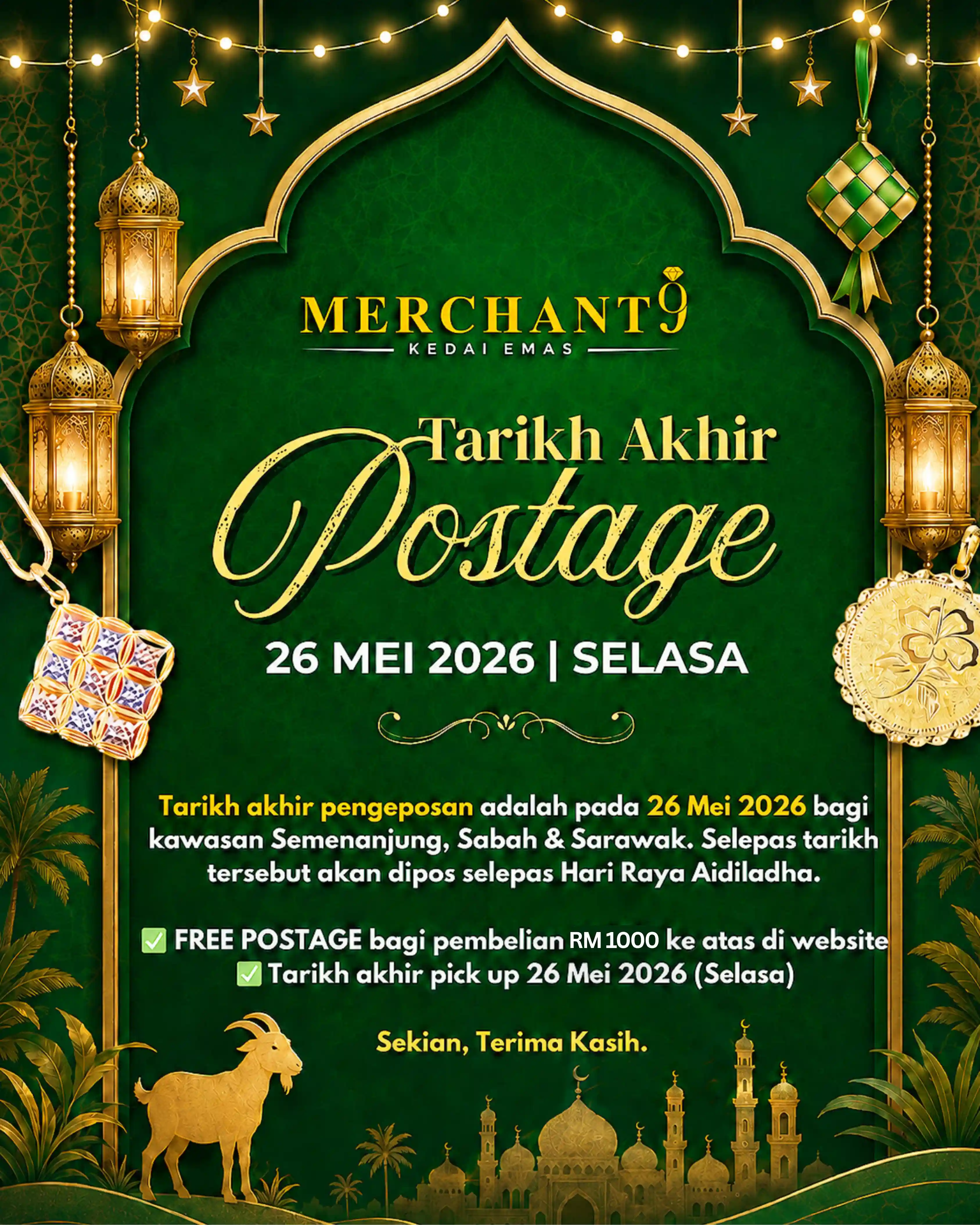 Merchant9 Raya Aidiladha Holiday Announcement 2026