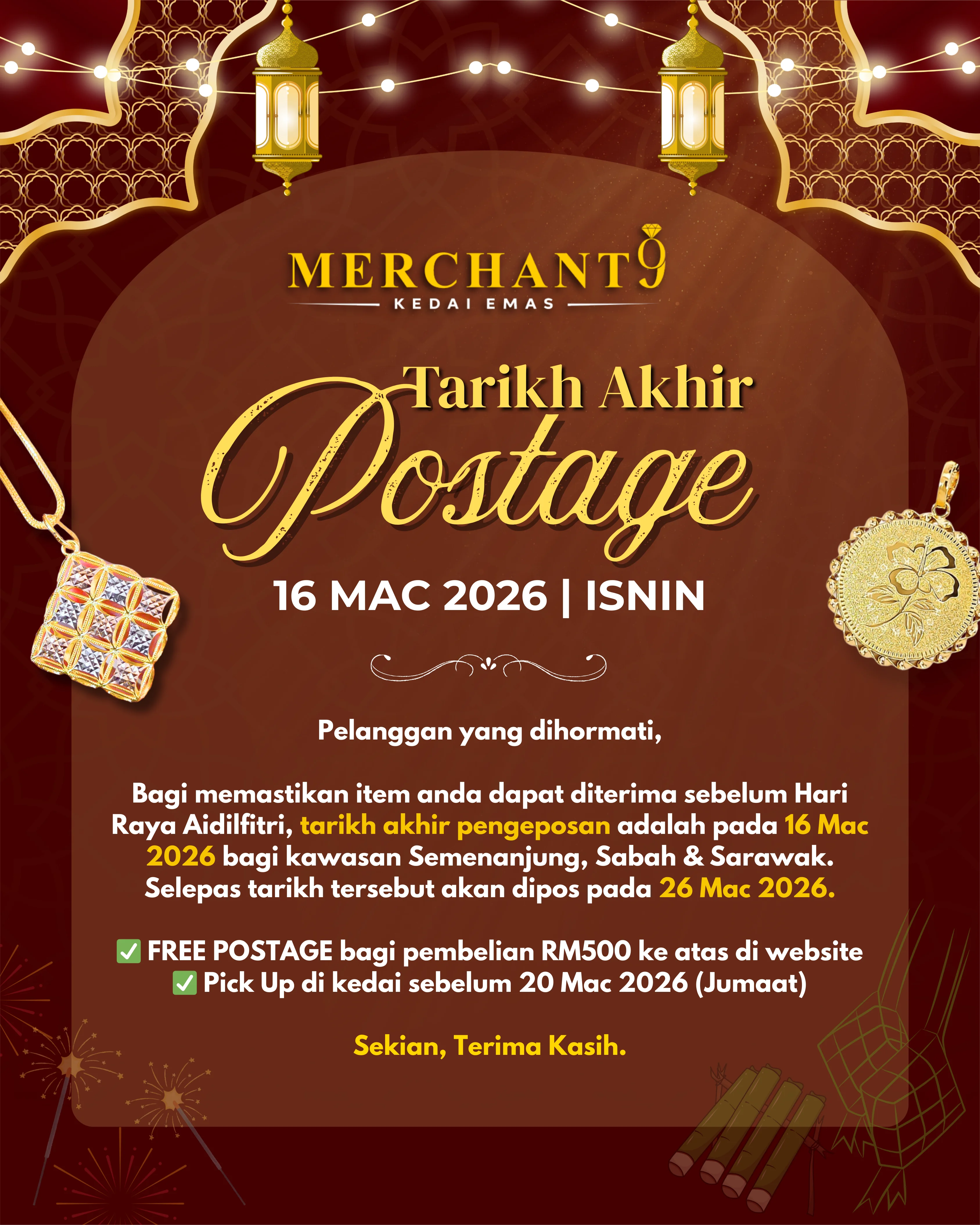 Announcement Last Postage Merchant9 Raya Aidilfitri 2026