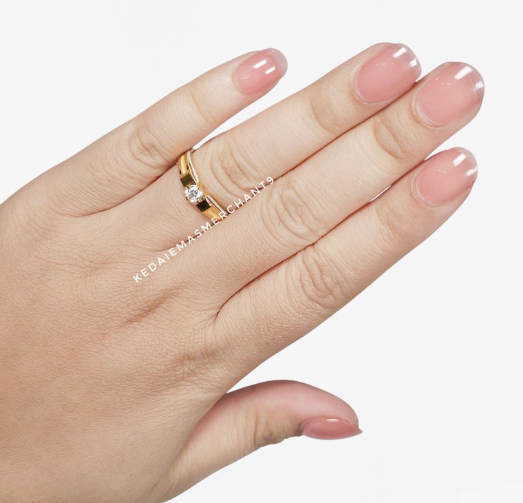 Merchant9 Cincin Emas Olivia Matte Permata 2C