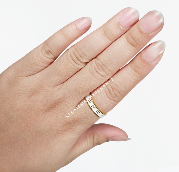 Merchant9 Cincin Emas Roman White L:0.5CM (HARD GOLD-Super Hollow)