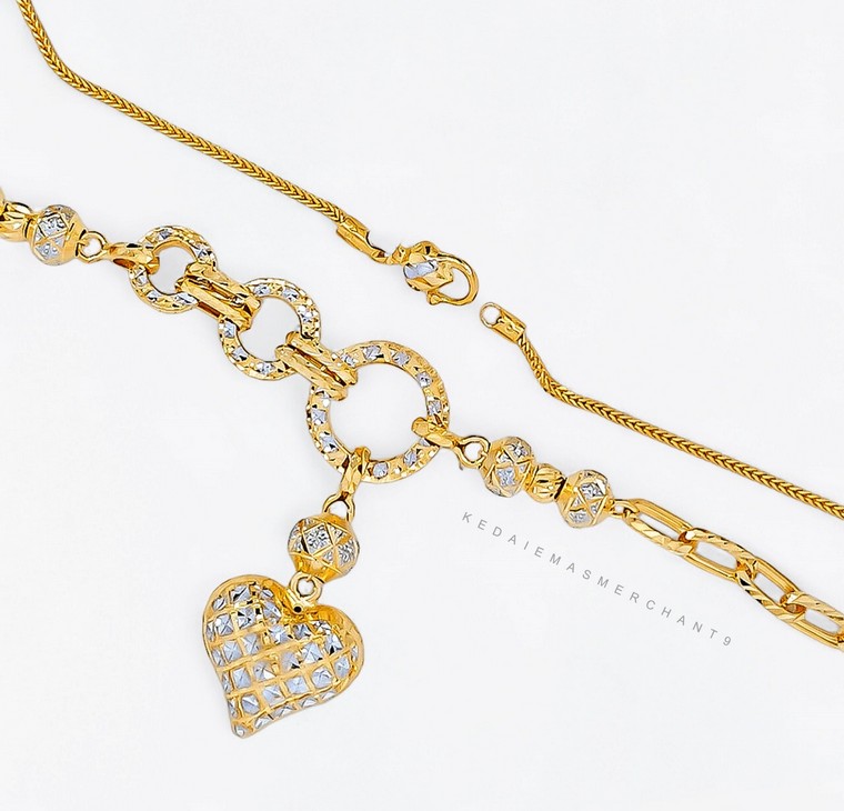 Merchant9 Rantai Leher Choker Mesin Box Kendi Candy Nonagon Love Chrome
