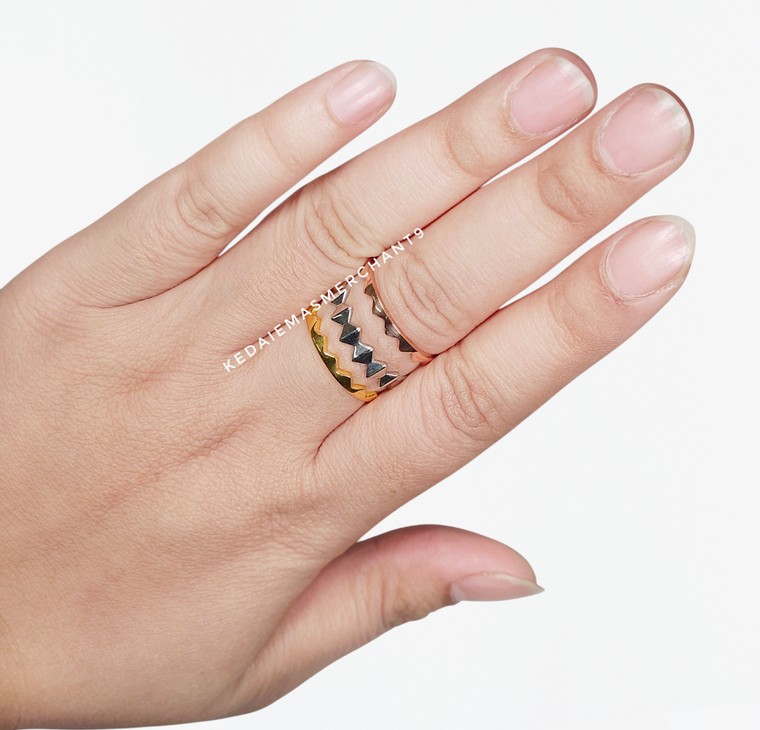 Merchant9 Cincin Fesyen Zigzag Stackable 3C L:0.7CM