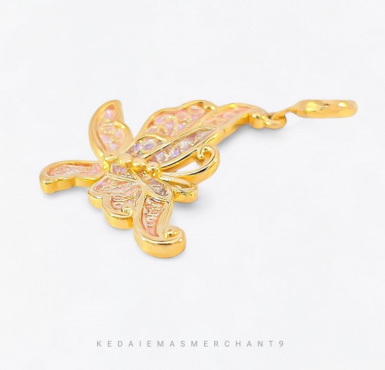 Merchant9 Loket Butterfly Pink L:2.6CM