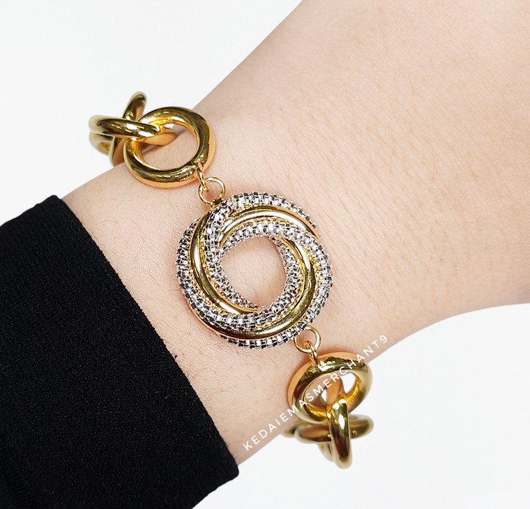 Merchant9 Rantai Tangan Choker Sauh Polish Bunga Spiral 2C L:2.4CM