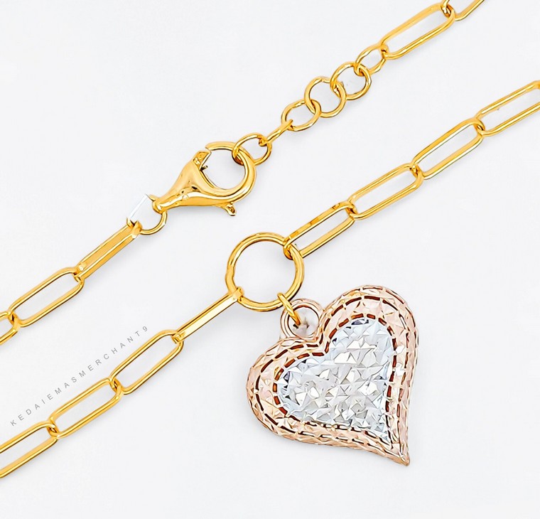 Merchant9 Rantai Leher Choker Paperclip Love Dimensi 3C L:0.5CM