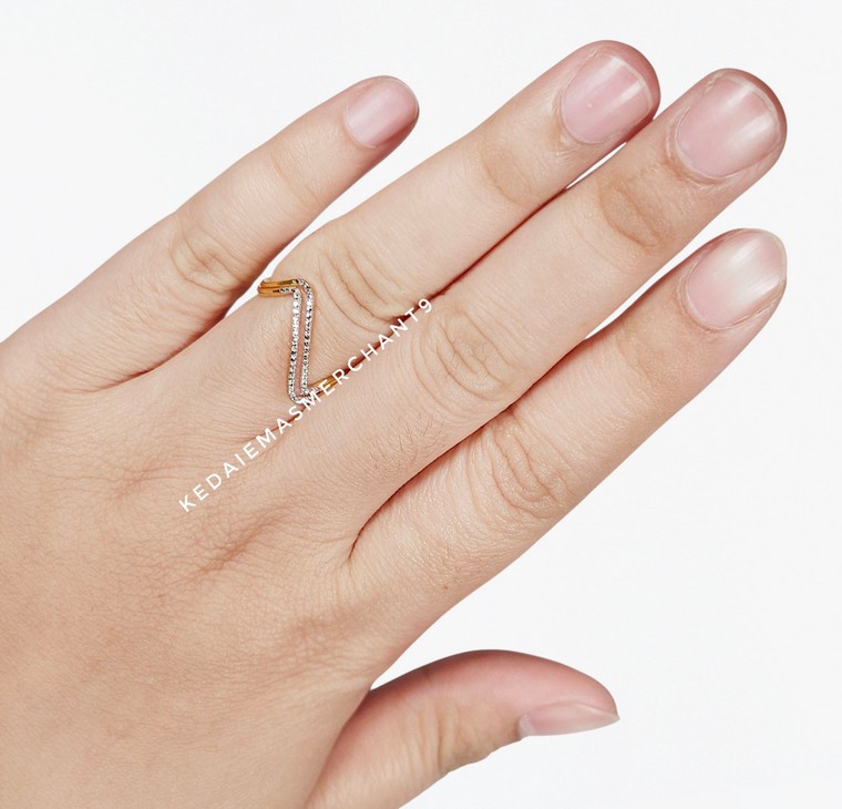 Merchant9 Cincin Emas Zig Zag 2 Layer Diamond Cut