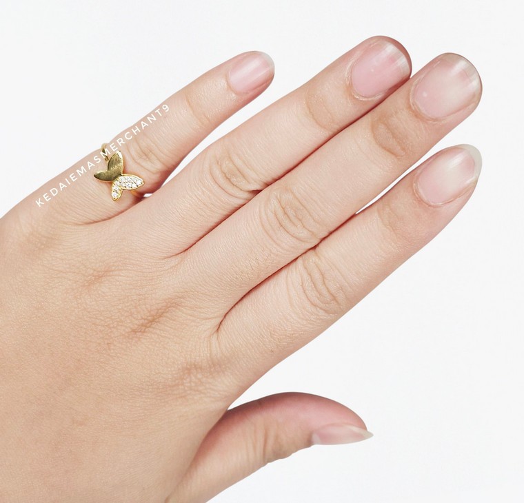 Merchant9 Cincin Emas Butterfly Permata Minimalist