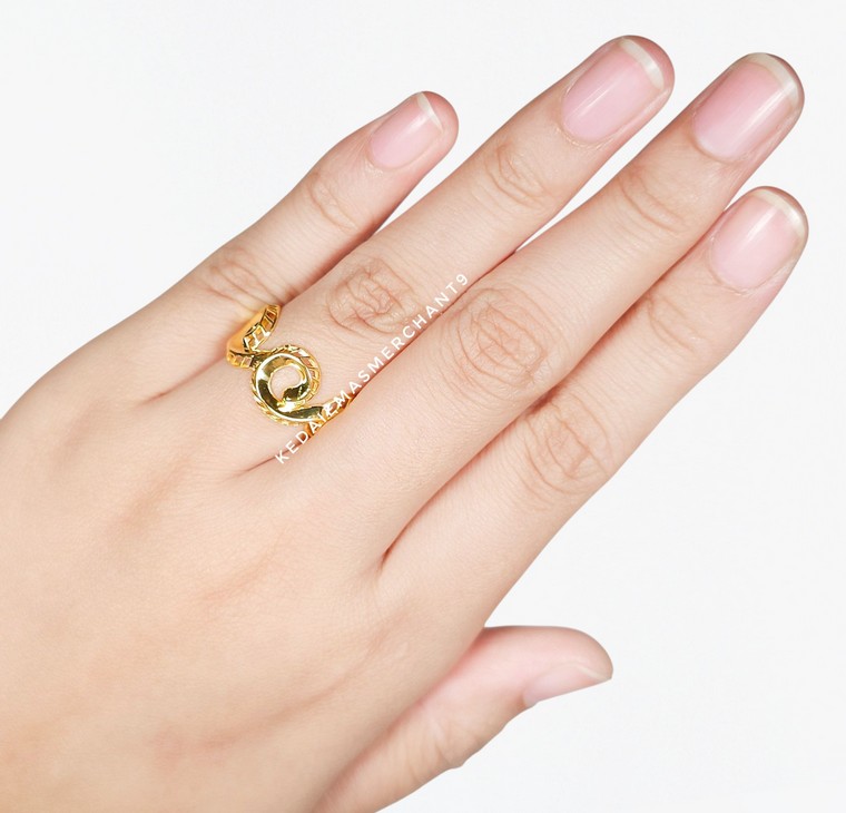 Merchant9 Cincin Emas Wave Polish Kerawang L:1.05CM