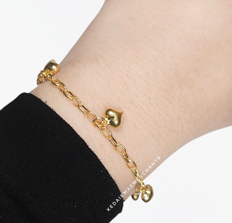 Merchant9 Rantai Tangan Sauh Polish Gantung Love L:0.25CM