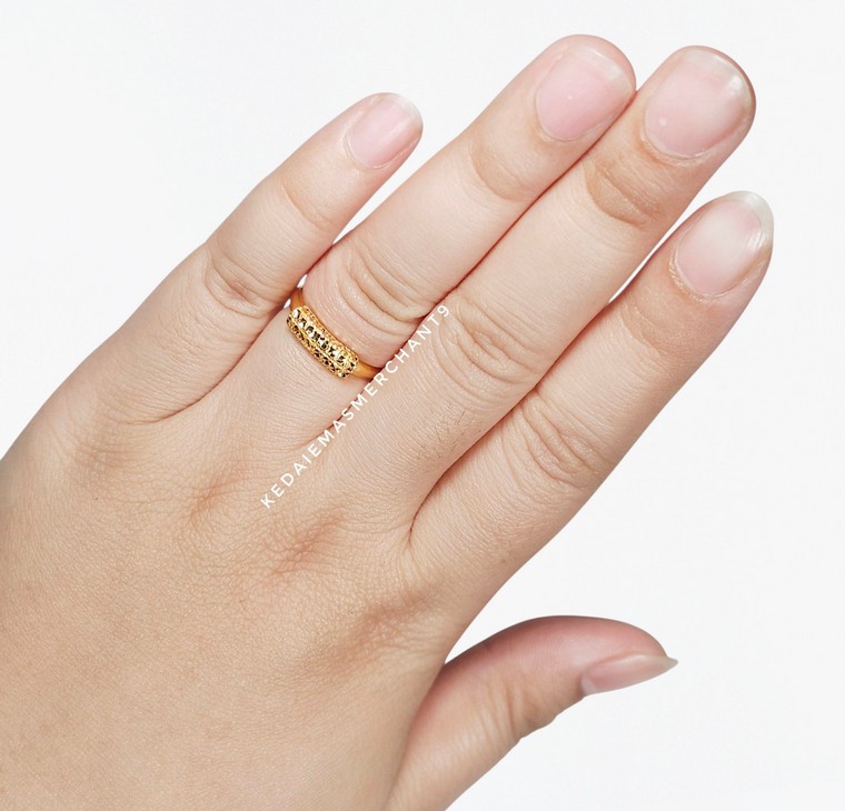 Merchant9 Cincin Emas Lintah Diamond Cut Minimalist