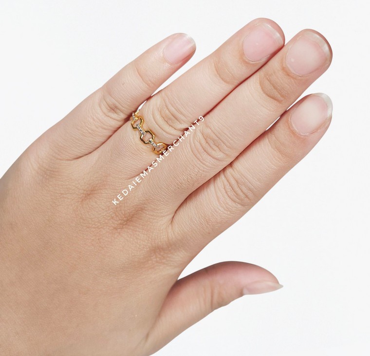 Merchant9 Cincin Emas Honey Comb 2C Minimalist L:0.5CM