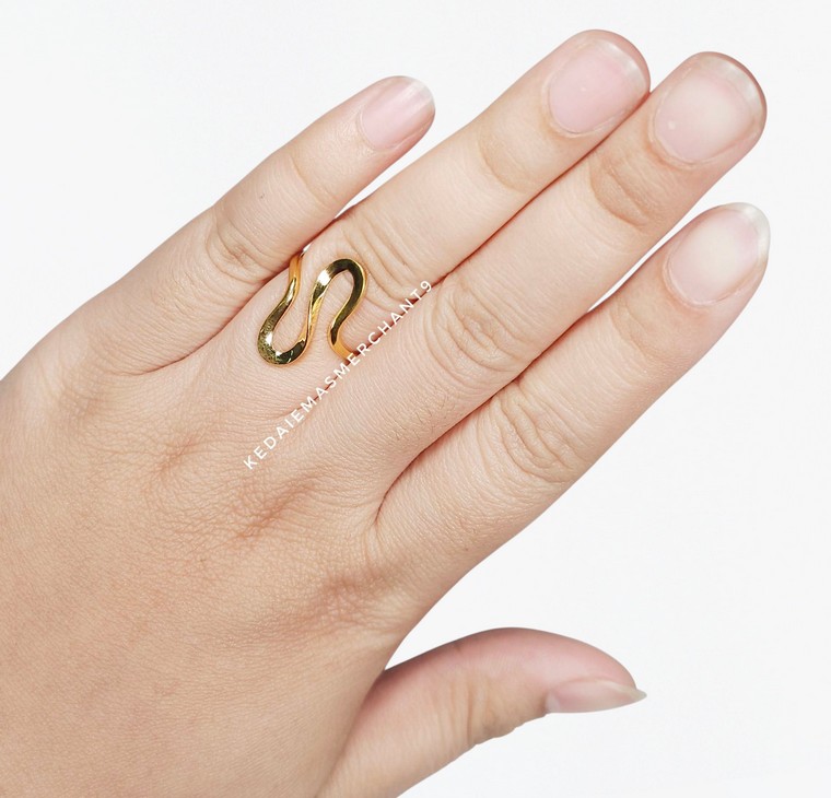Merchant9 Cincin Emas Wave Polish L:2CM