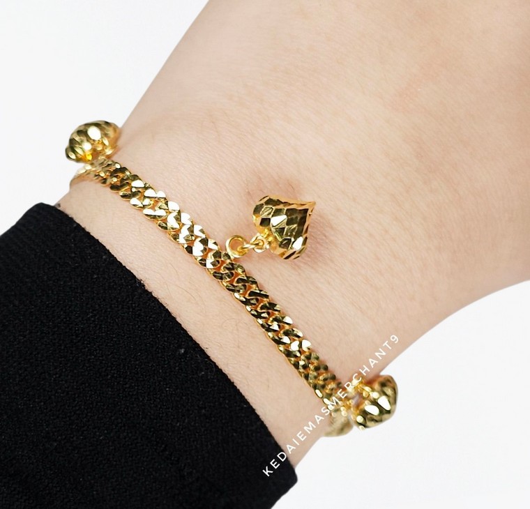 Merchant9 Rantai Tangan Gajah Dimensi Gantung Love Padu L:0.4CM