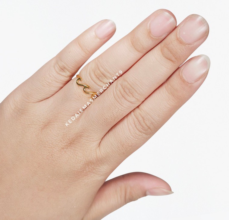 Merchant9 Cincin Emas Wave Polish Minimalist L:0.4CM