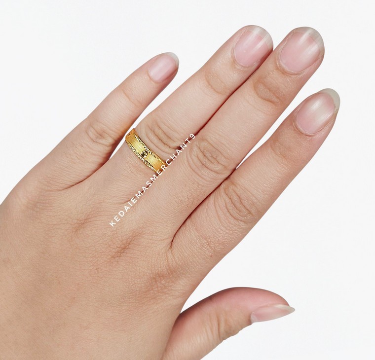 Merchant9 Cincin Emas Belah Rotan Dot Line Matte L:0.5CM