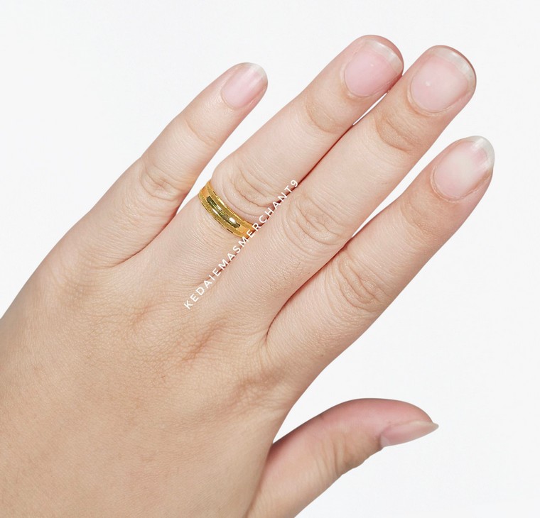 Merchant9 Cincin Emas Belah Rotan Line Stripe Polish