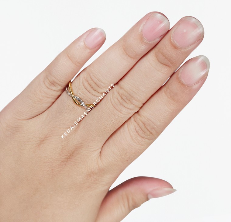 Merchant9 Cincin Emas Silang Rope Diamond Cut L:0.4CM