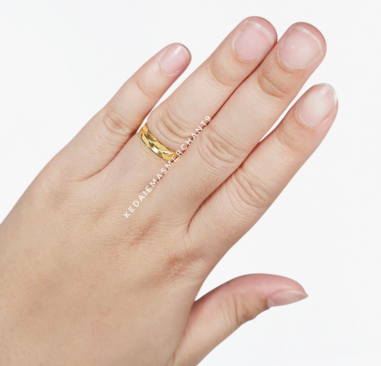 Merchant9 Cincin Emas Belah Rotan Leaf Arrow Pasir L:0.45CM