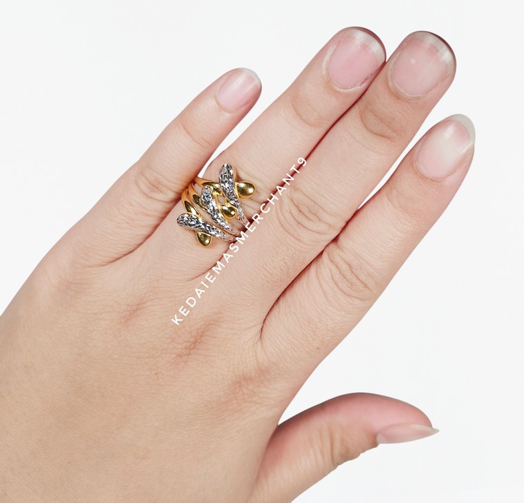 Merchant9 Cincin Emas Silang Tear Drop Polish Dimensi 2C