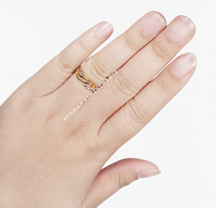 Merchant9 Cincin Emas Silang Wave Diamond Cut 2C L:0.55CM