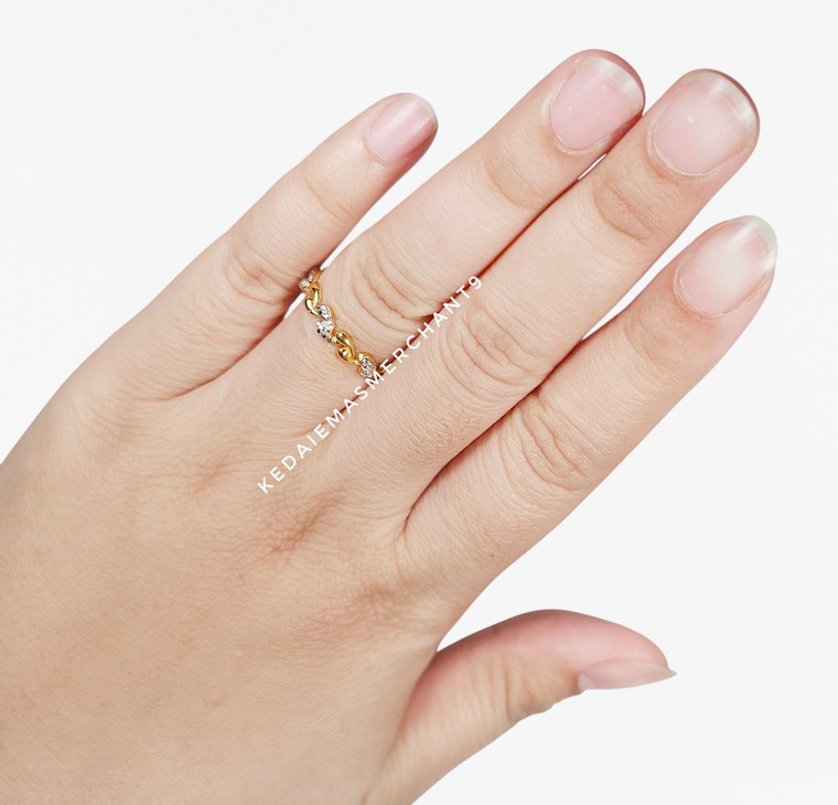 Merchant9 Cincin Emas Tear Drop Double Wave 2C L:0.35CM