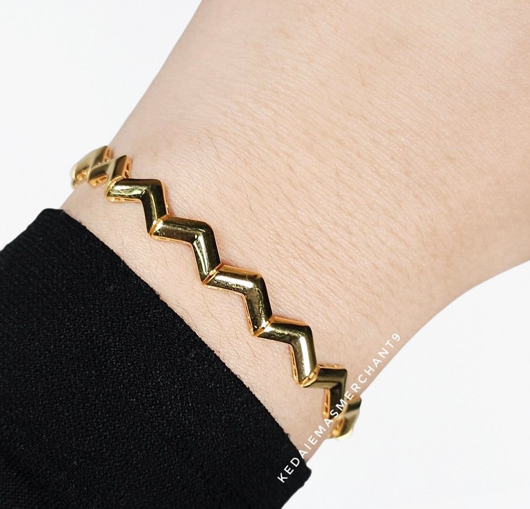 Merchant9 Rantai Tangan Minimalist Zig Zag Polish