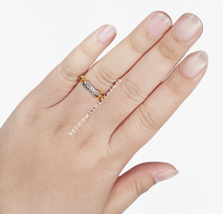 Merchant9 Cincin Emas Bamboo Diamond Cut 2C L:0.4CM