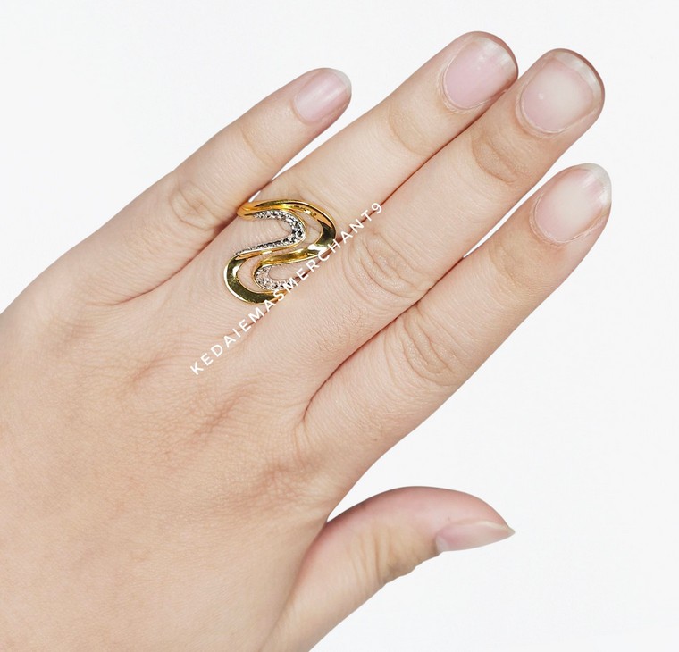 Merchant9 Cincin Emas Wave Polish Diamond Cut 2C II