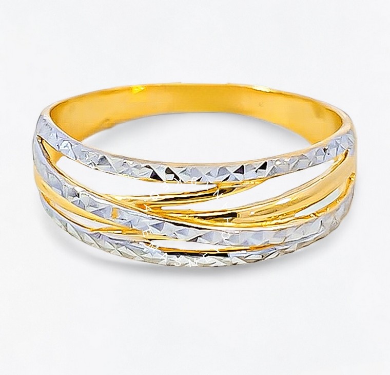 Cincin Emas Silang Polish Diamond Cut 2C L:0.65CM