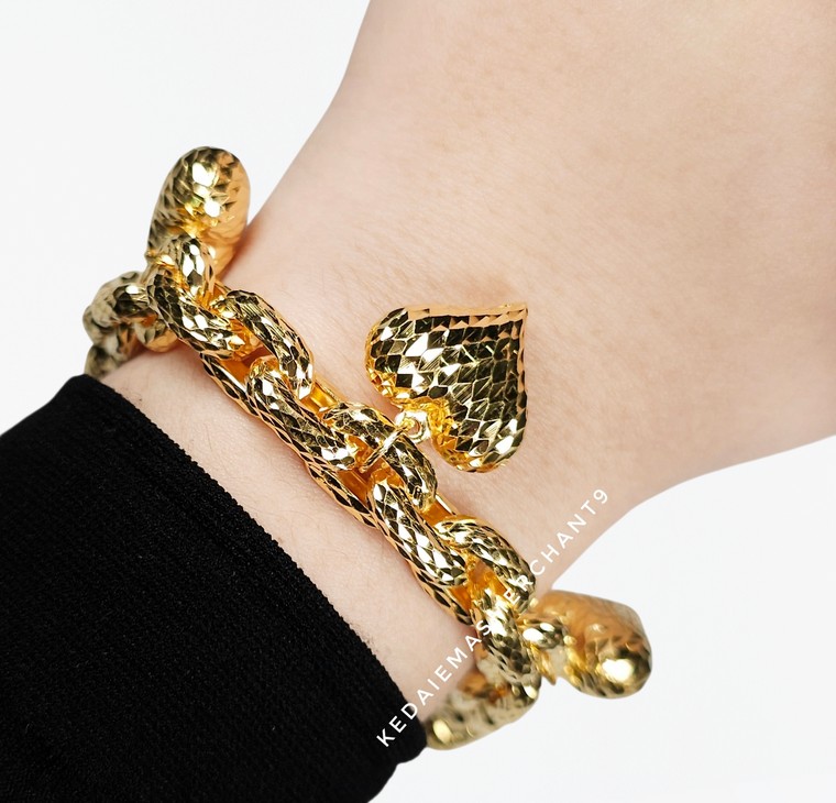 Merchant9 Rantai Tangan Sauh Dimensi Gantung Love L:1CM