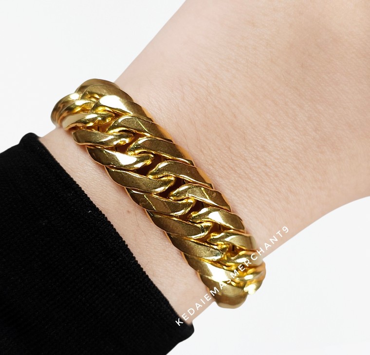 Merchant9 Rantai Tangan Benson Kait 2 Polish Klip Petak L:1.4CM