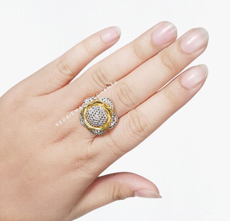 Merchant9 Cincin Emas Sunflower Diamond Cut L:2.1CM