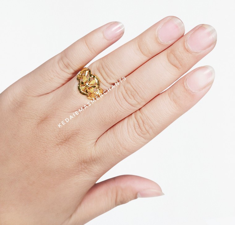 Merchant9 Cincin Emas Bunga Cloud Pasir L:1.4CM