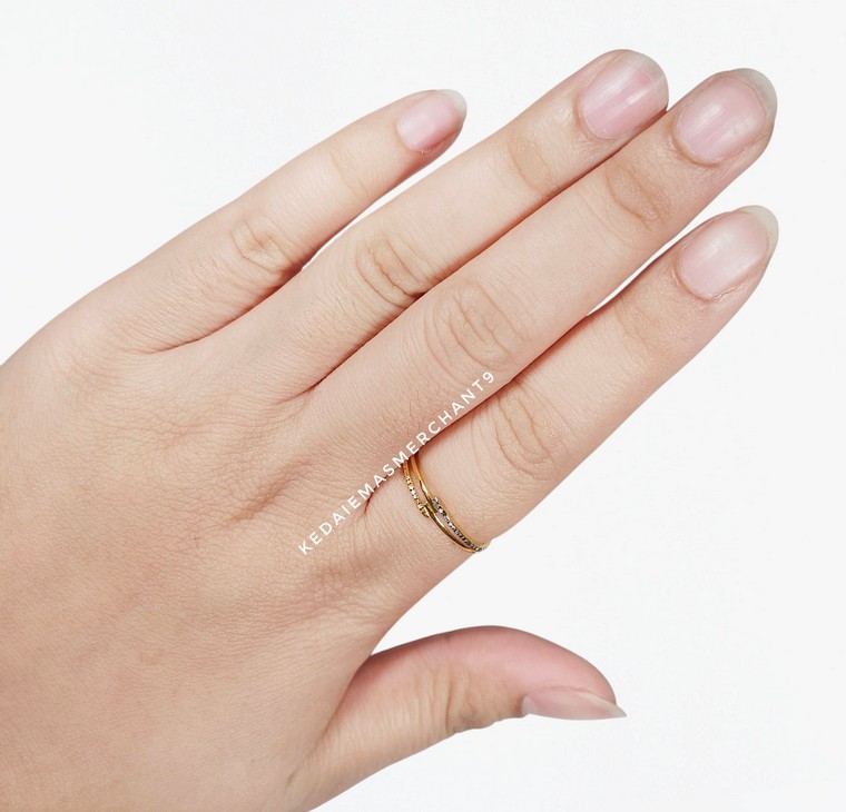 Merchant9 Cincin Emas Silang Chrome Minimalist L:0.4CM