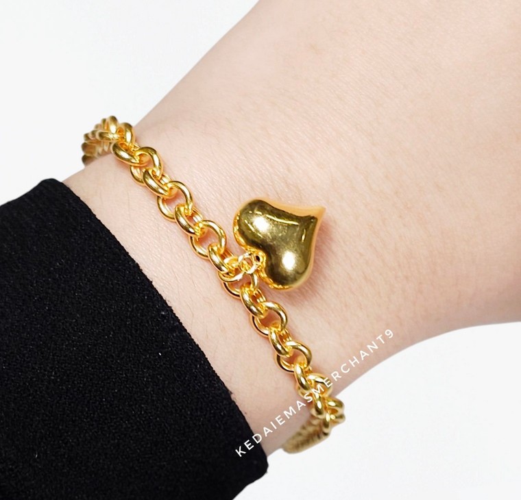Merchant9 Rantai Tangan Sauh Bulat Love Gantung L:0.4CM