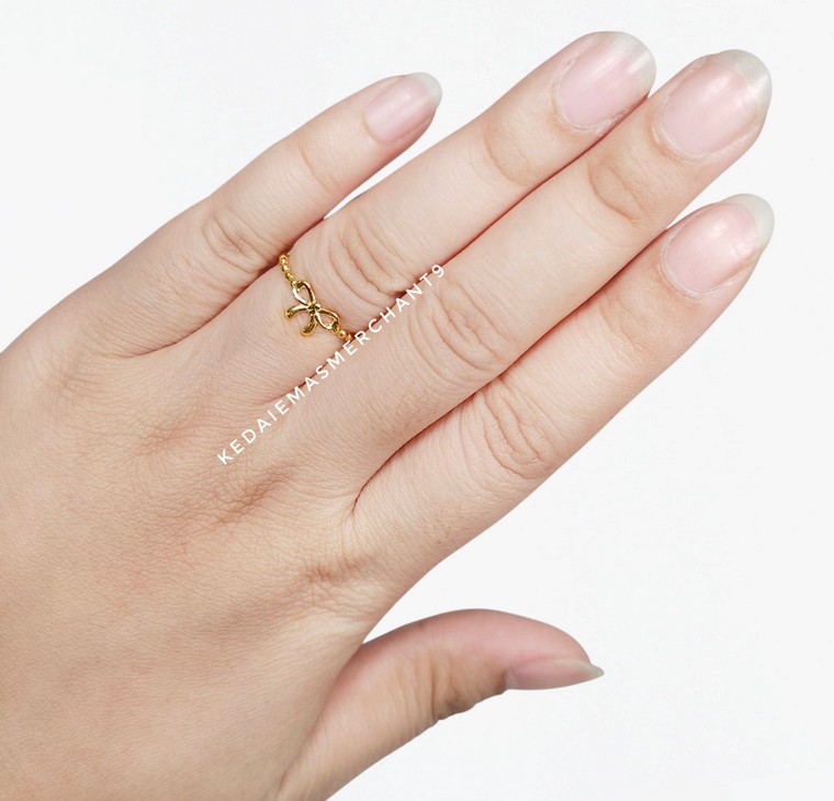 Merchant9 Cincin Emas Minimalist Bubble Ribbon L:0.6CM