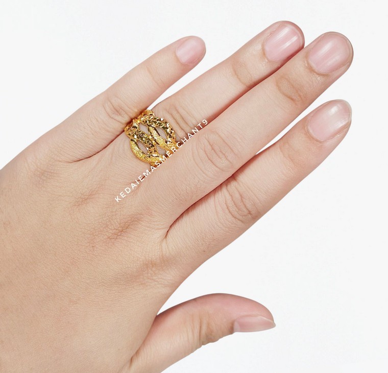 Merchant9 Cincin Emas Silang Double Pasir L:1.6CM