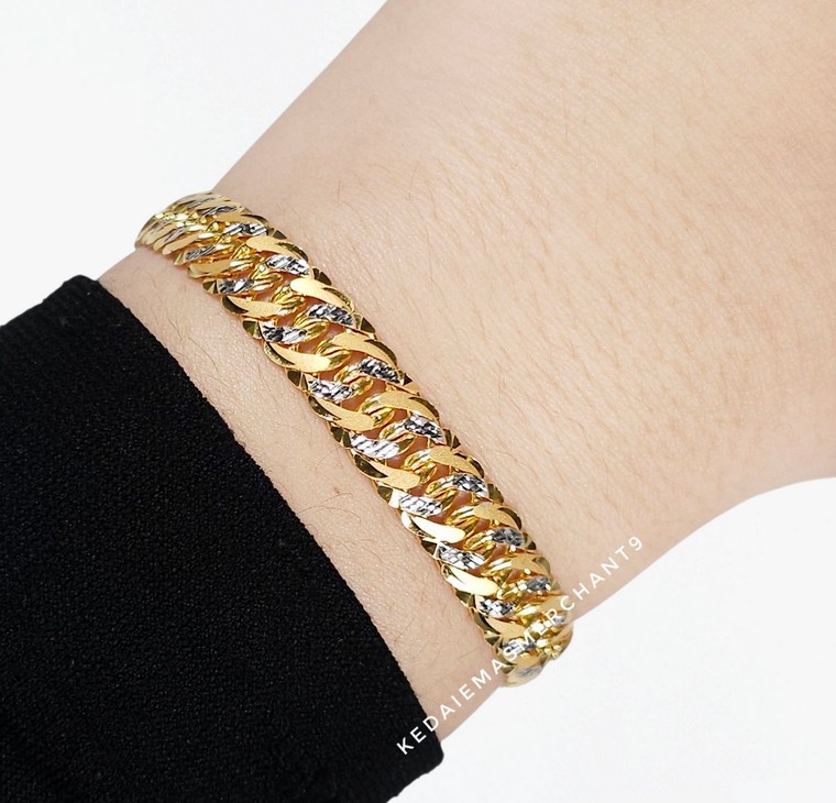 Merchant9 Rantai Tangan Kait 2 Batik Padu Chrome L:0.8CM