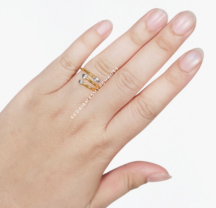 Merchant9 Cincin Emas Silang Love 2C L:1.1CM