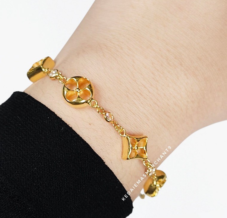 Merchant9 Rantai Tangan Sauh Louv Permata L:1CM (HARD GOLD)