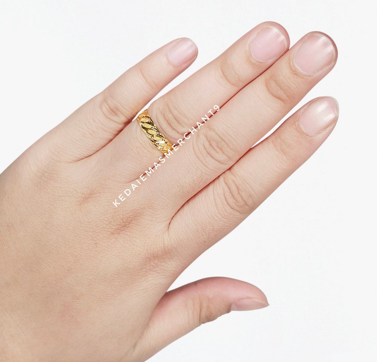 Merchant9 Cincin Emas Belah Rotan Wave Siput Pasir