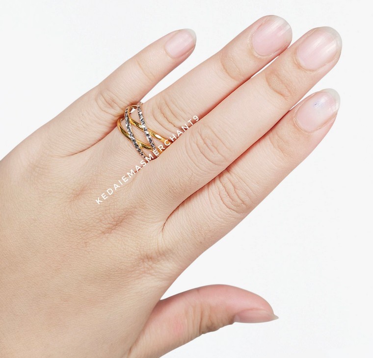 Merchant9 Cincin Emas Silang 2C L:1.1CM