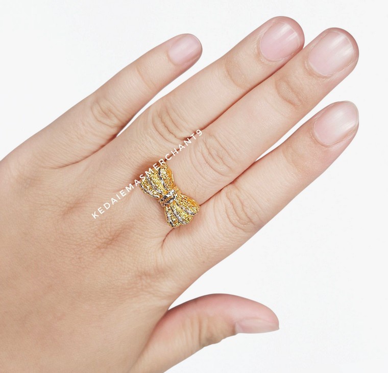 Merchant9 Cincin Emas Ribbon 2C Kerawang