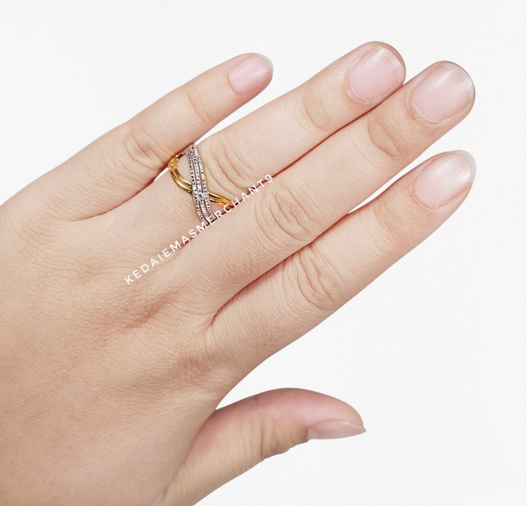 Merchant9 Cincin Emas Silang Polish Diamond Cut 2C
