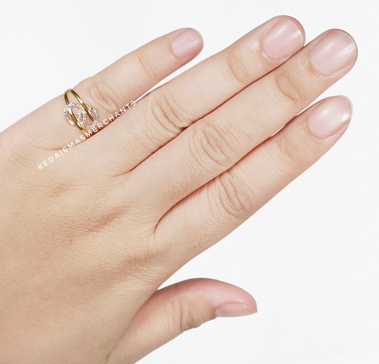 Merchant9 Cincin Emas Twin Ring Diamond Cut