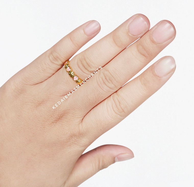 Merchant9 Cincin Emas Love Pink L:0.4CM (HARD GOLD- Super Hollow)