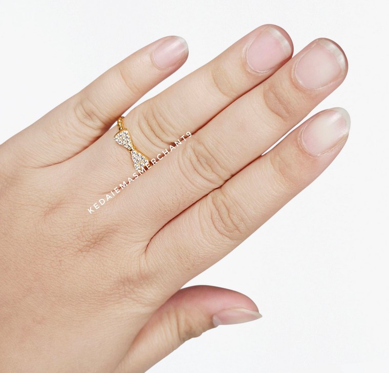 Merchant9 Cincin Emas Ribbon Boba Permata