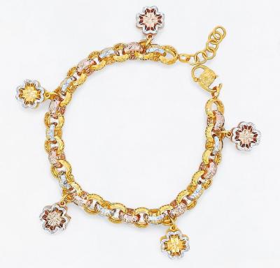 Merchant9 Rantai Tangan Kendi Gantung Clover Kerawang 3C L:0.7CM