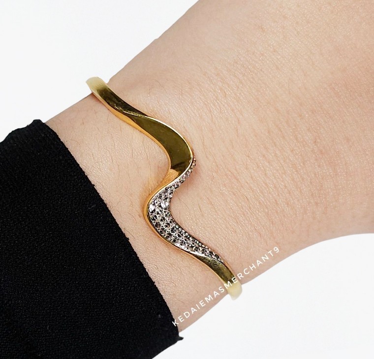 Merchant9 Gelang Wave Dimensi Polish Diamond Cut L:1.5CM (OVAL)